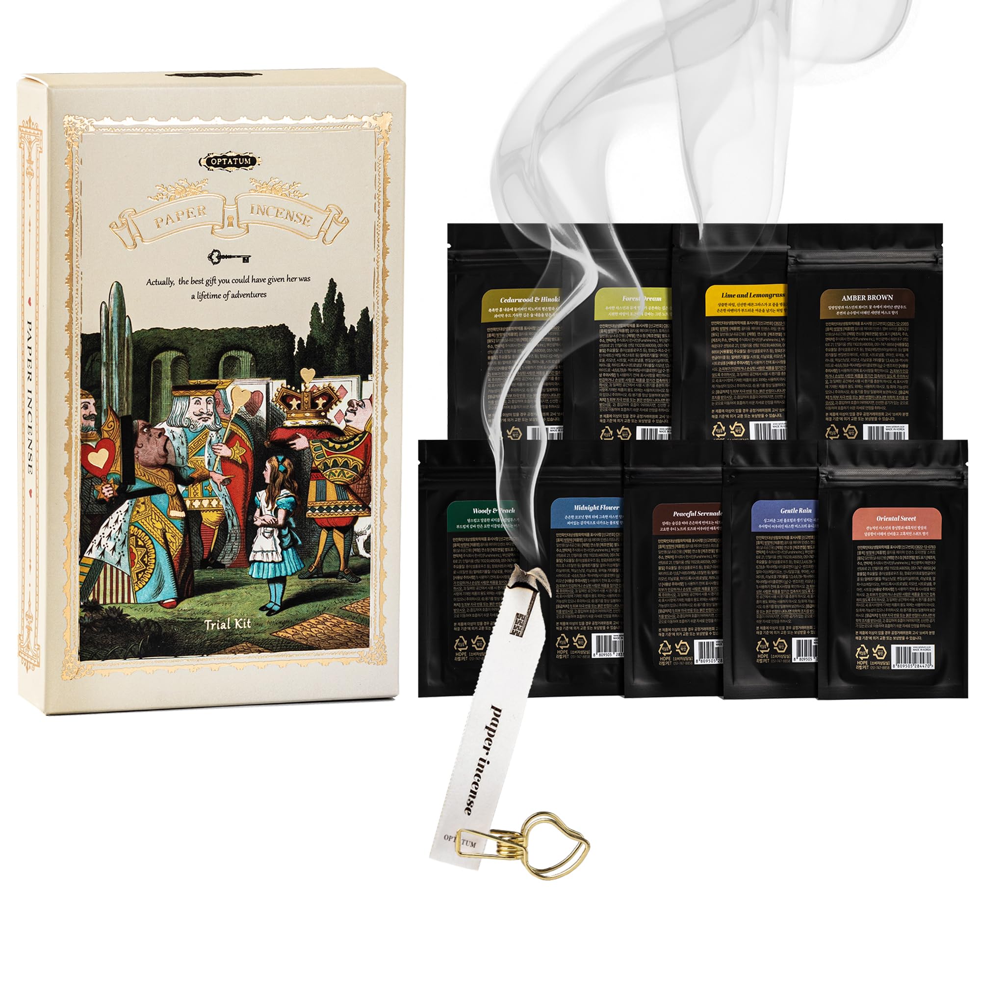 OPTATUM Paper Incense Trial Kit - Discover Your Best Scent from Our 9 Unique Fragrances, Total 36pcs Incense Paper Set, Quick Usage & Long-Lasting Fragrance, Eliminating Bathroom, Kitchen Odors