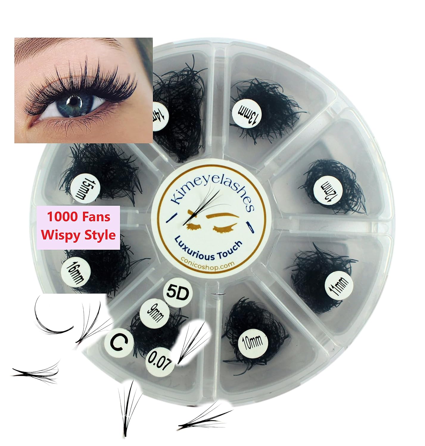 Premade Wispy Fans EyeLash Extensions Spikes 5D 7D 1000 Promade Fan Mixed Lengths 9mm-16mm Curl D - C Professional Volume Lash (5D | C | 0.07 | 11mm)