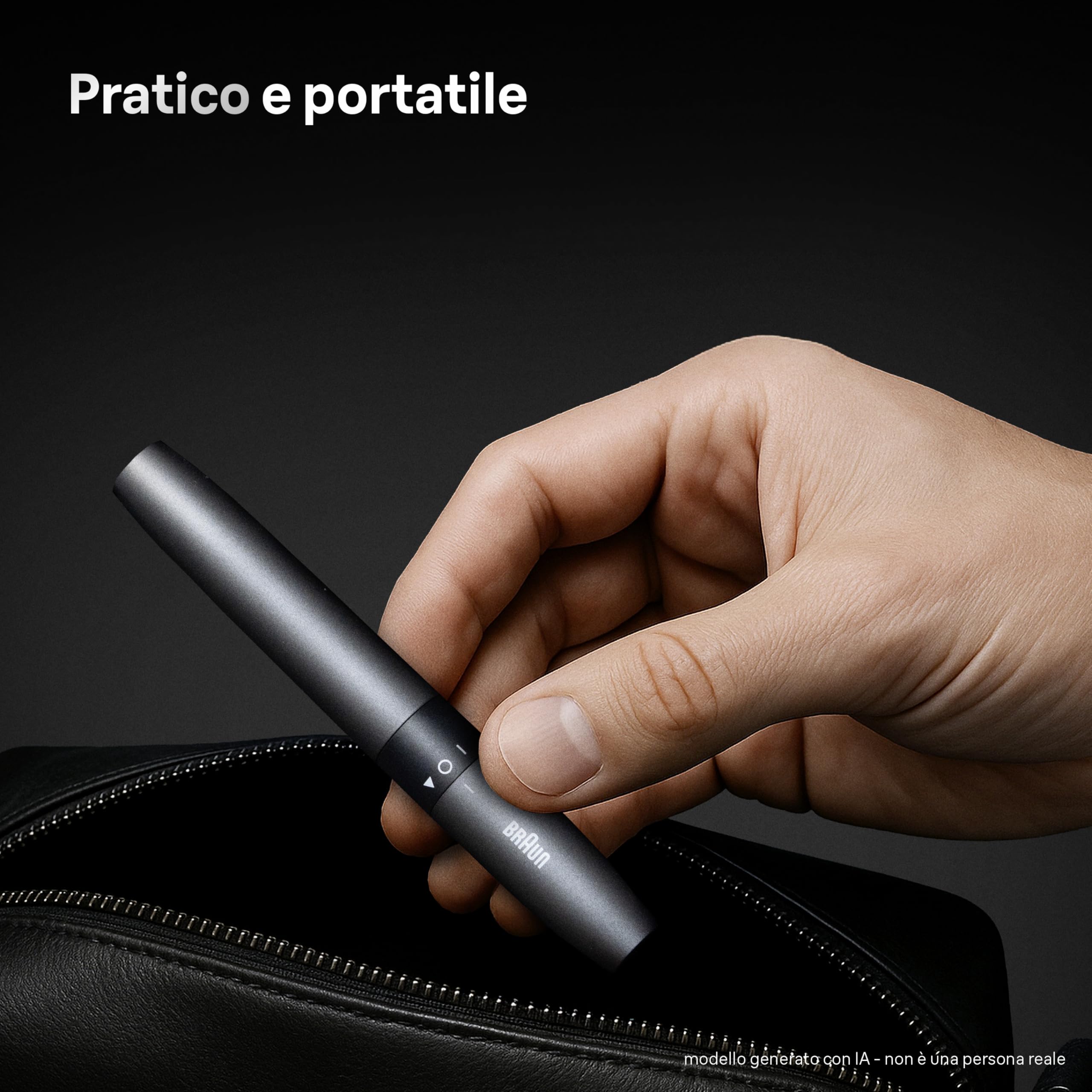 Braun EN21 Rifinitore per Naso e Orecchie, Grigio, a Batteria | Tascabile, Doppia Lama, Tecnologia SkinGentle, Lama Lavabile, Compatto e Pratico in Viaggio, Batteria AAA Inclusa