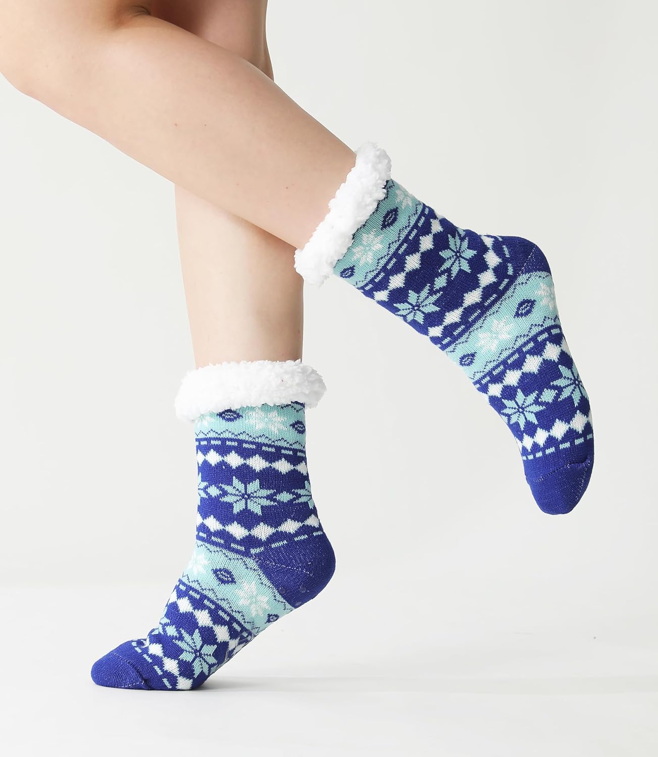 Winterlace Fuzzy Fluffy Slipper Socks, 3 Pairs Womens Sherpa Non Slip Plush Comfy Cozy Cabin Sock - Image 3