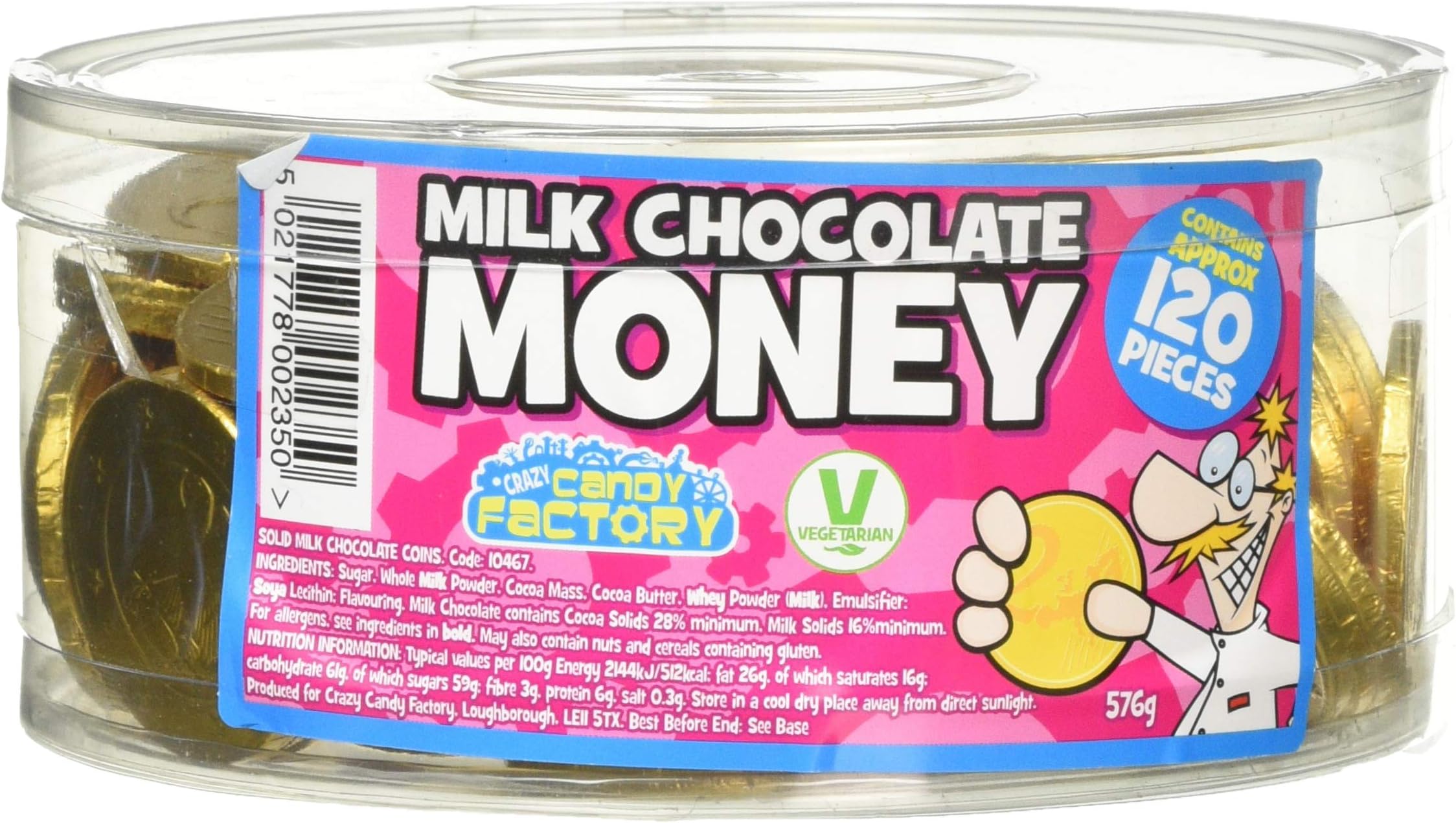Crazy Candy Factory Milk Chocolate Coins - 120 x Gold Foiled Euro Coins
