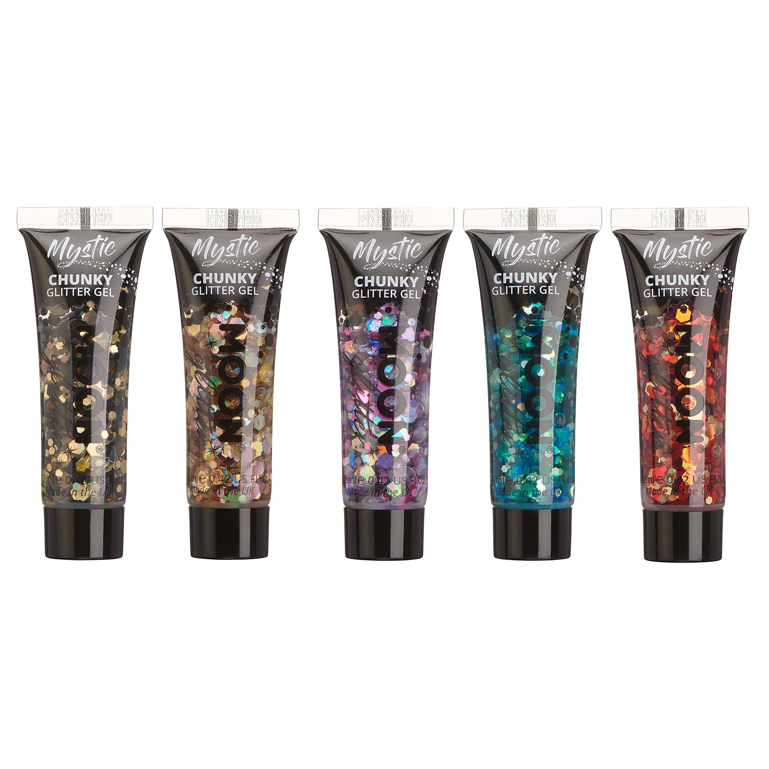 Mystic Chunky Glitter Gel by Moon Glitter - 0.40fl - Set of 5 - Glitter Face Paint