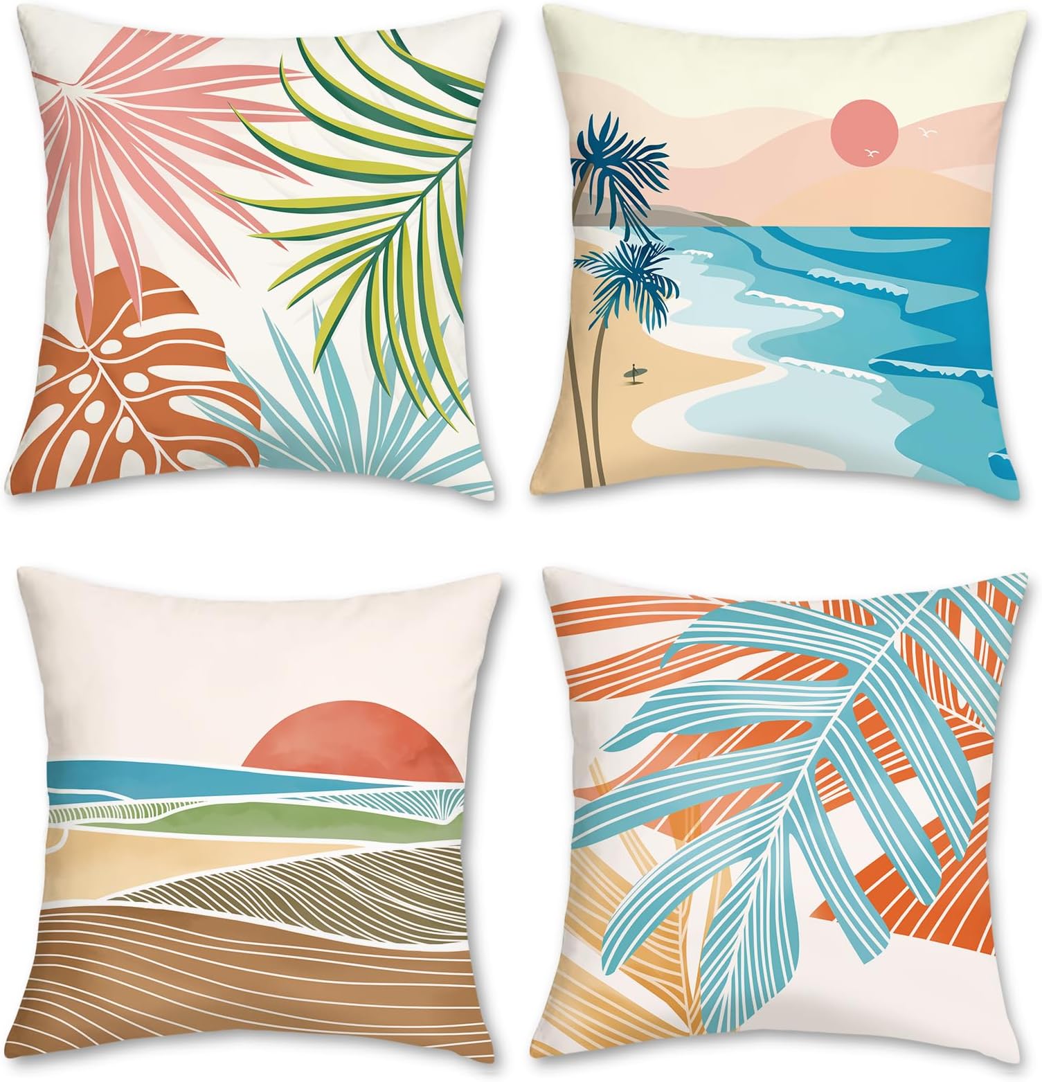 Bonhause 2er Set Kissenbezüge Goldene Blätter 45 x 45 cm Samt Soft