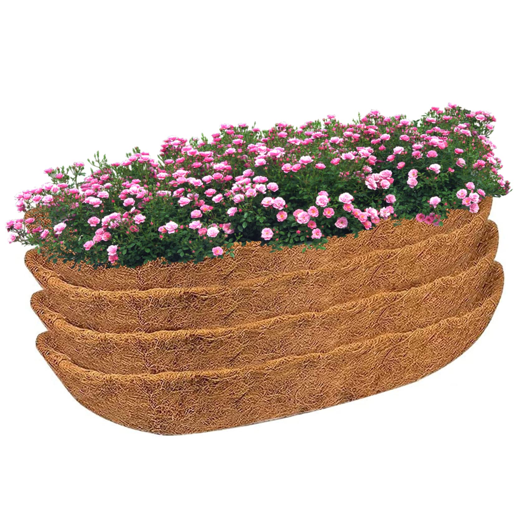 Wedhapy Hanging Basket Liners Trough Coconut Liners for Planter 24 Inch Coir Fiber Replacement Hanging Basket for Window Box Wall Planter 4Pcs