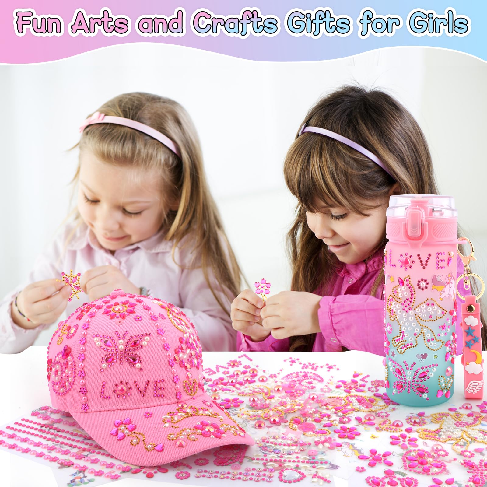 Gifts For Girls 4-12, Decorate Your Own Water Bottle And Baseball Cap Kit For Teen Girl, Birthday Back To School Valentines Day Gifts Toy Age 5 6 7 8 9, DIY