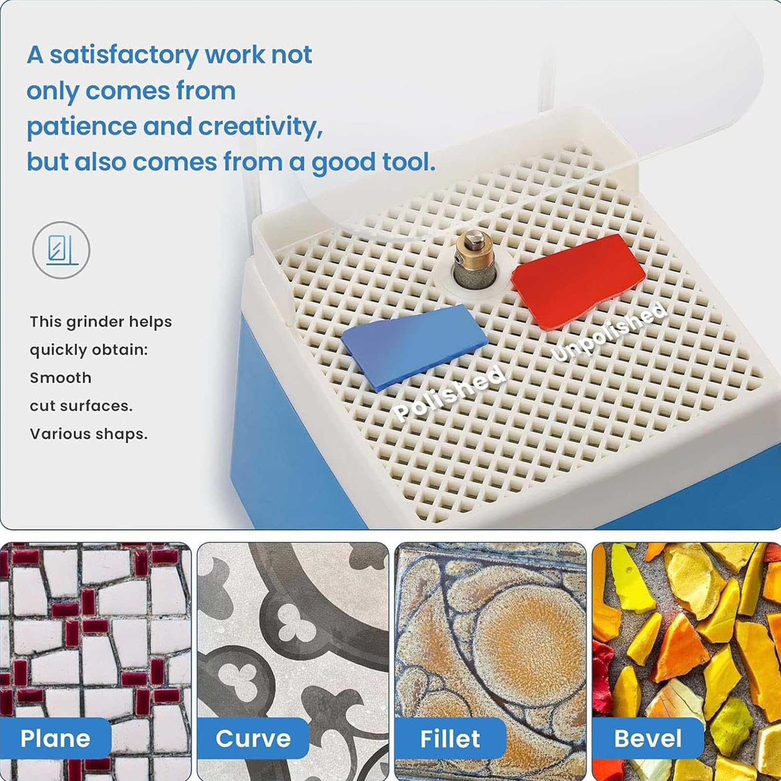 PrzenośNa Szlifierka Do WitrażY, PrzenośNa Mini Szlifierka Do SzkłA, Regulowana Pozycja Robocza GłOwicy Szlifierskiej, Do Diamentowej PowłOki Ceramicznej Art Diy,Blue