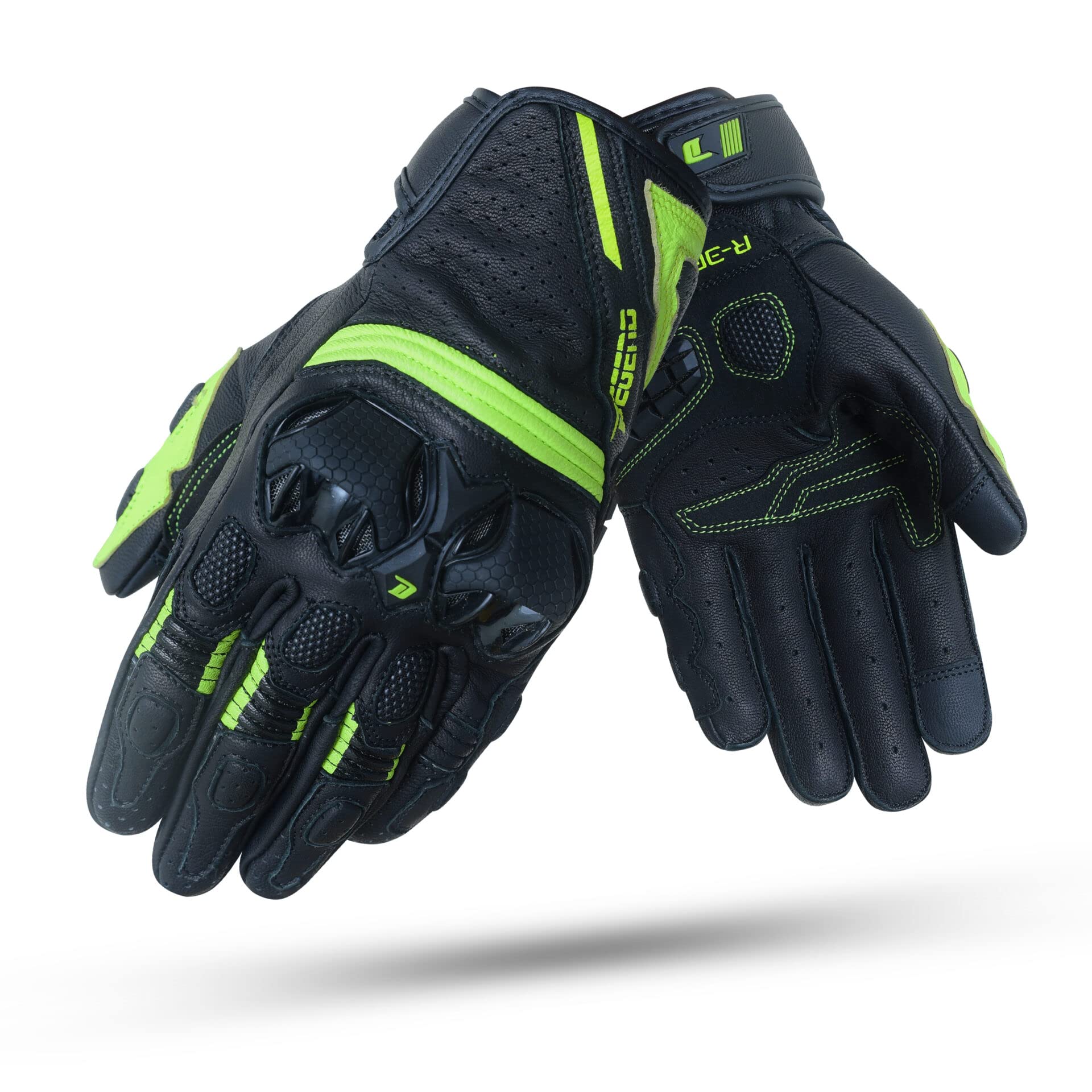 R-3000 | Sommer Motorradhandschuhe Herren - Abriebfeste Leder Motorrad Handschuhe Herr mit Protektoren - Motorrad Zubehör - Handschuhe