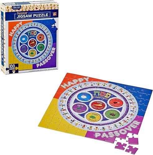 Rite Lite Rompecabezas de Pascua  100 piezas de placa de seder, rompecabezas de juguete, juegos de regalo, decoración de platos de recetas de