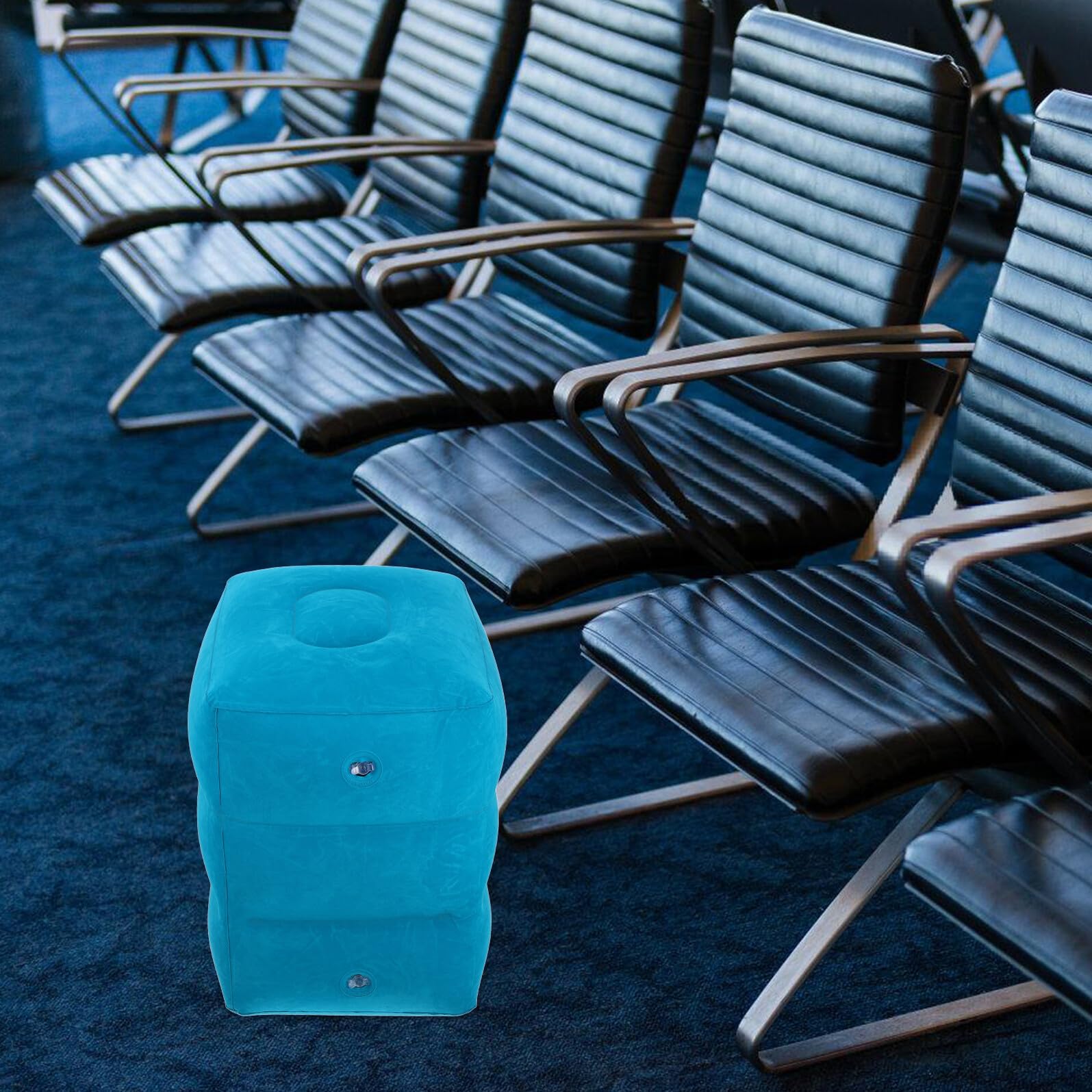 Reposapiés Inflable para Viajes y Oficina, Diseño Ergonómico Ajustable Superficie y Lavable, Soporte Multifuncional, Coche y Escritorio