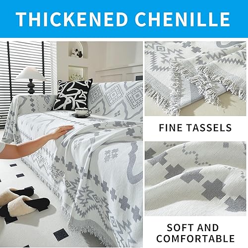 Miniatura 6 de LUFEIJIASHI Fundas bohemias para sofá antideslizantes, fundas de sofá lavables para sofá de 3 plazas, funda para sofá modular apta para mascotas,