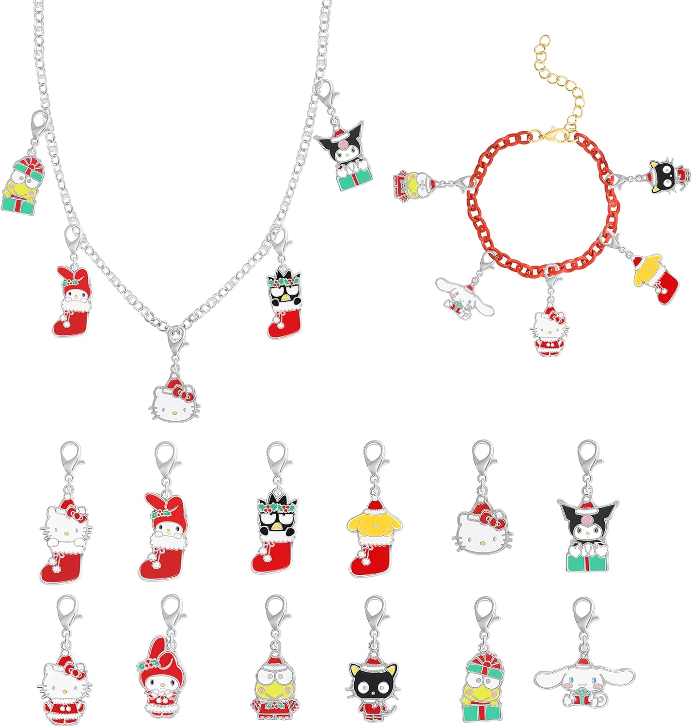 Hello Kitty and Friends Necklace, Bracelet, and 12 Sanrio Charms Advent Set Official License - Jewelry Advent