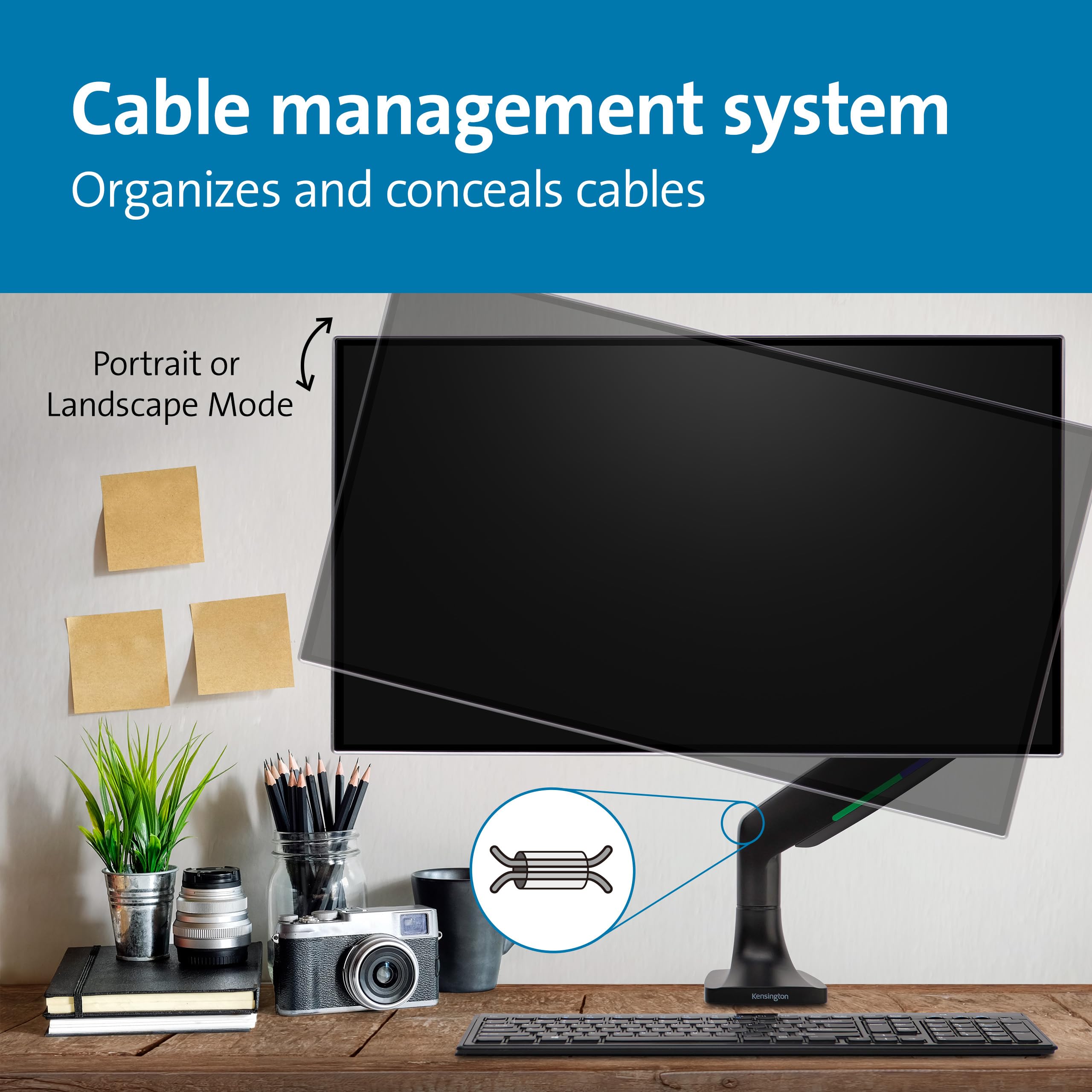 Kensington Braccio per Monitor Singolo con Piastra Vesa, Altezza Regolabile One-Touch, per l'Home Office, Molla a Gas Integrata, Nero (K59600WW)