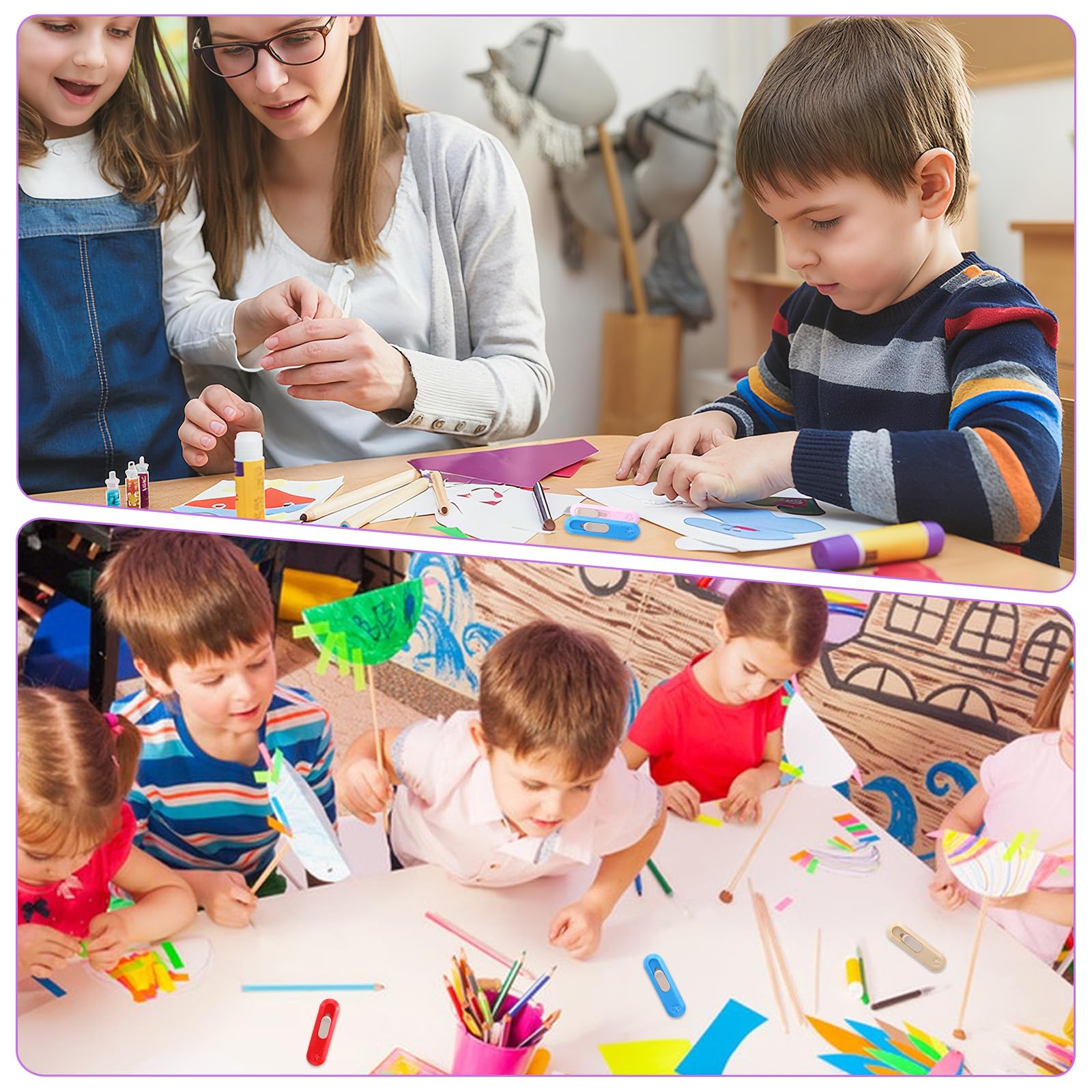 Lot de 6 mini couteaux utilitaires rétractables, coupe-boîte, cutter pour déballer et ouvrir des lettres