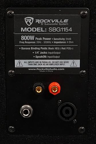 Miniatura 5 de Rockville SBG1154 - Subwoofer pasivo de 4 ohmios para DJ profesional de 800 vatios, madera de fibropanel (MDF)montaje en poste, 15 pulgadas