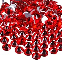 Vista 1 de Genie Crystal ss34 Red Glass Rhinestones 288 Pcs, 7.0 mm Big Light Siam Flatback Rhinestone, Diamond Cut Gems for Crafts, Face Mask, Makeup