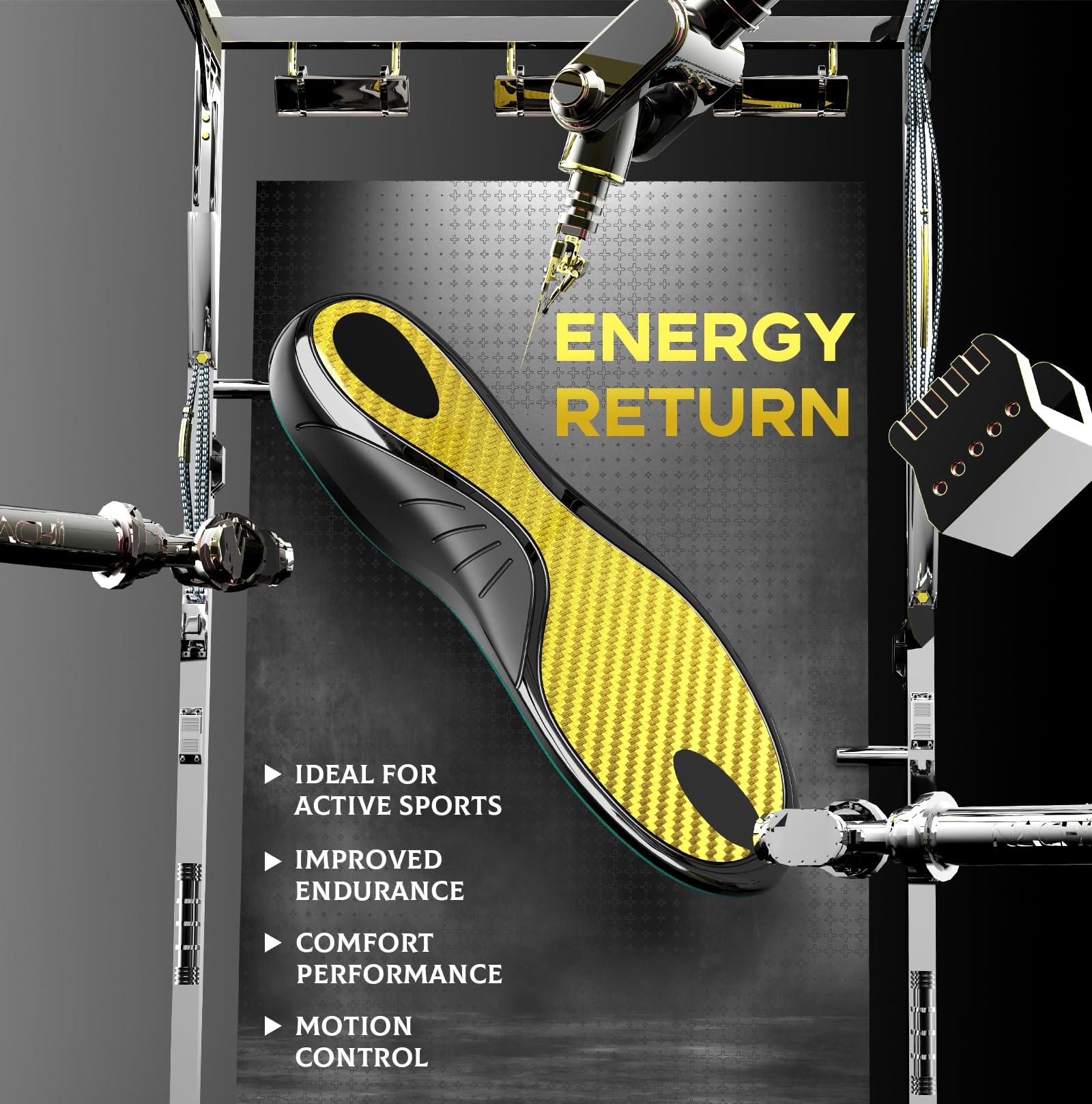 Plantillas de fibra de carbono con soporte para el arco - Suela de rendimiento amortiguadora para deportes activos - Retorno de energía y protección contra lesiones, no para zapatos con tacos y