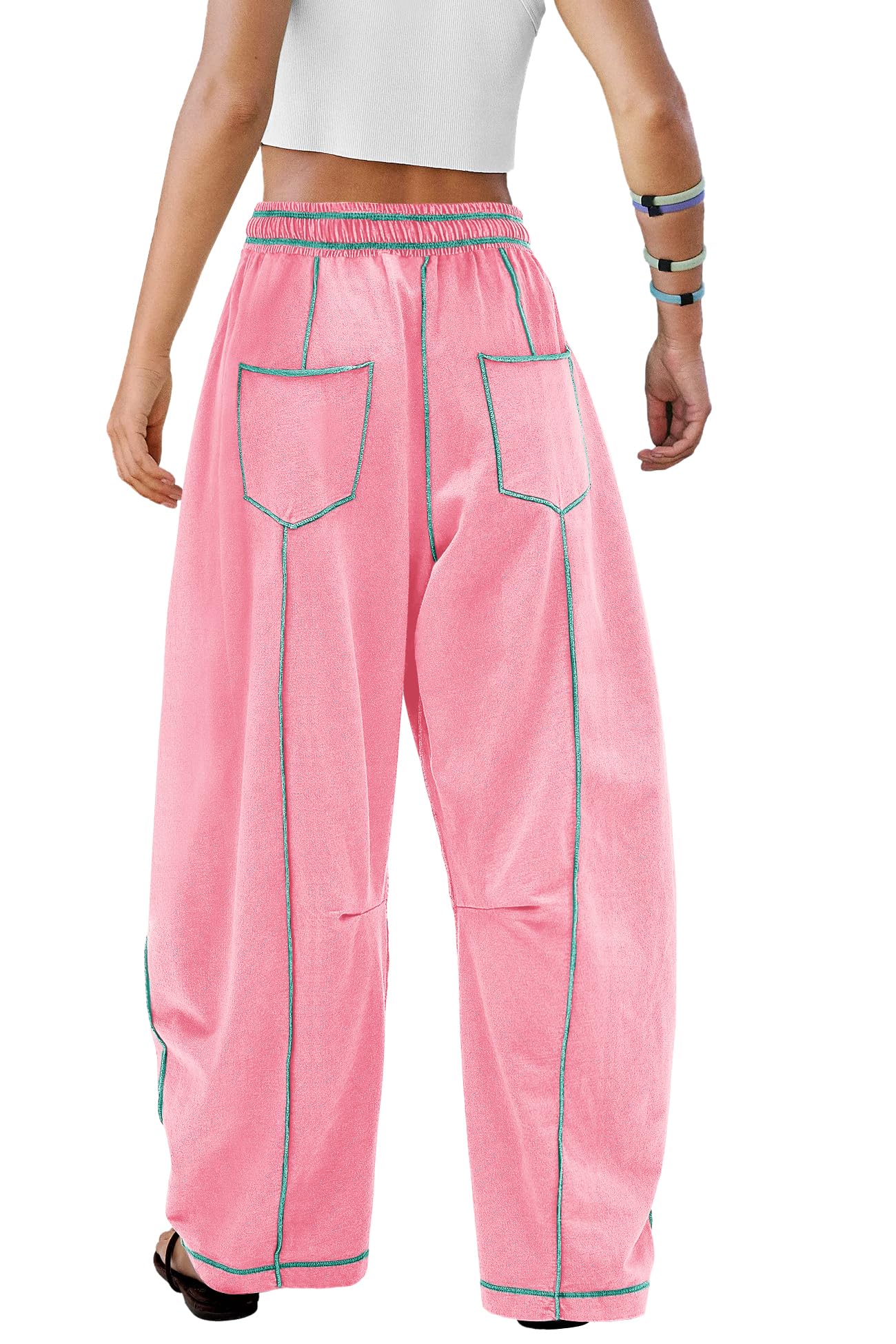 ReachMe Womens Barrel Sweatpants Baggy Wide Leg Pants Drawstring Travel Pants Casual Fall Outfits 2025