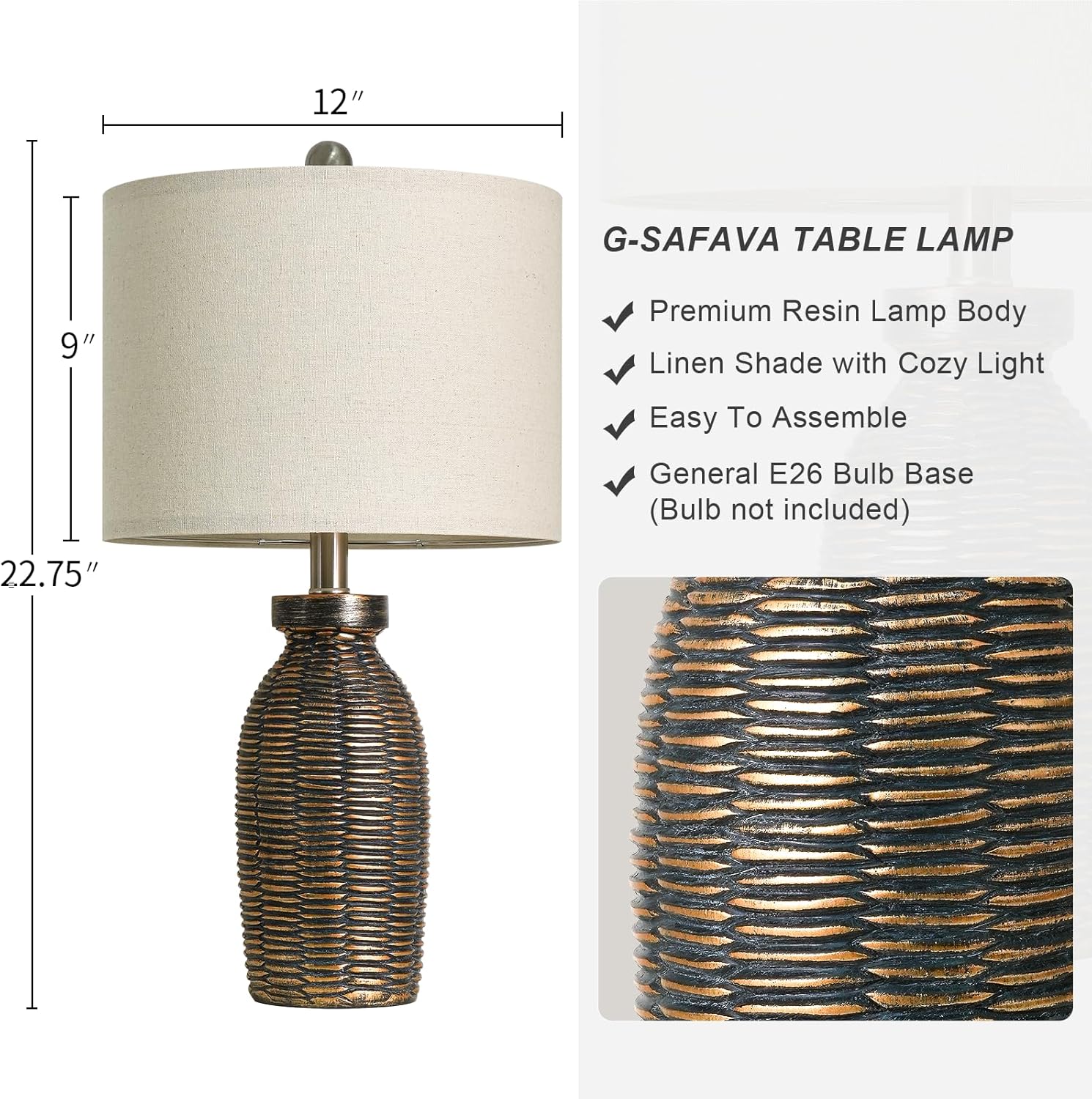 22.75" Table Lamps for Living Room Small Lamps for Bedroom Bedside Lamps Set of 2 Boho Lamps for Night Stands Nightstand Lamp Farmhouse Vintage Rustic Modern Side End Table Lamp Light Home Deco Gifts