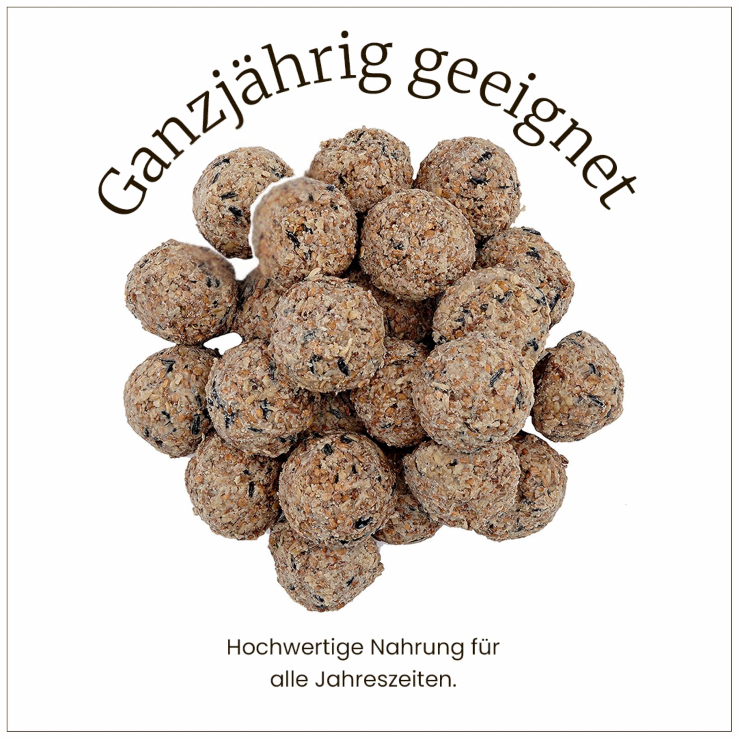 Erdtmanns Meisenknödel ohne Netz 100 Stück 8,5 kg – umweltfreundliches Wildvogelfutter mit Sonnenblumenkernen, Hafer & Talg – Ganzjahresfutter – ohne Plastiknetz & leicht zu verfüttern
