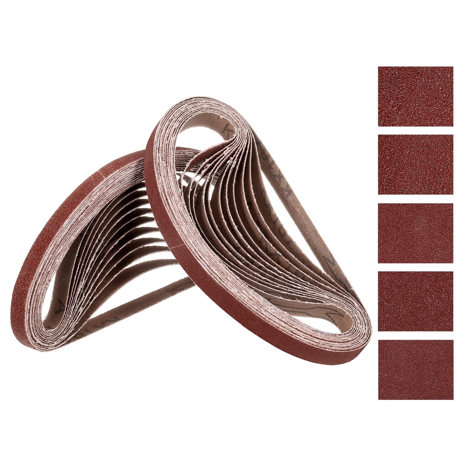Kozelo 20 Pcs Sanding Belts 13mm x 457mm 60/80/120/180/240 Grit Aluminum Oxide Abrasive Sandpaper for Belt Sander Metal Grinding Wood Working Weld Rust Removal Deburring