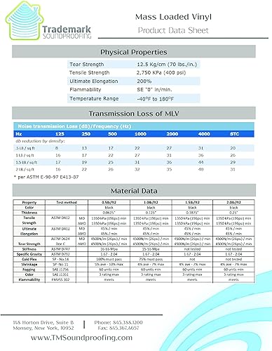 Miniatura 6 de Trademark Soundproofing Vinilo cargado en masa MLV 1 libra - Barrera insonorizante MLV para barrera de sonido en pared - Aislamiento acústico - 4' x
