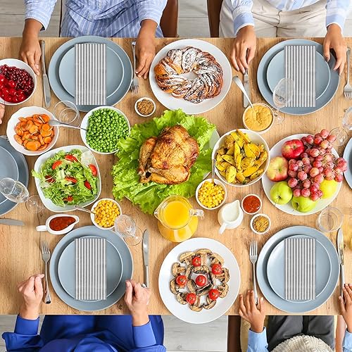 Miniatura 5 de Whaline Paquete de 100 servilletas desechables a rayas grises y blancas para invitados, paquete de papel a rayas, servilletas de mano para boda,