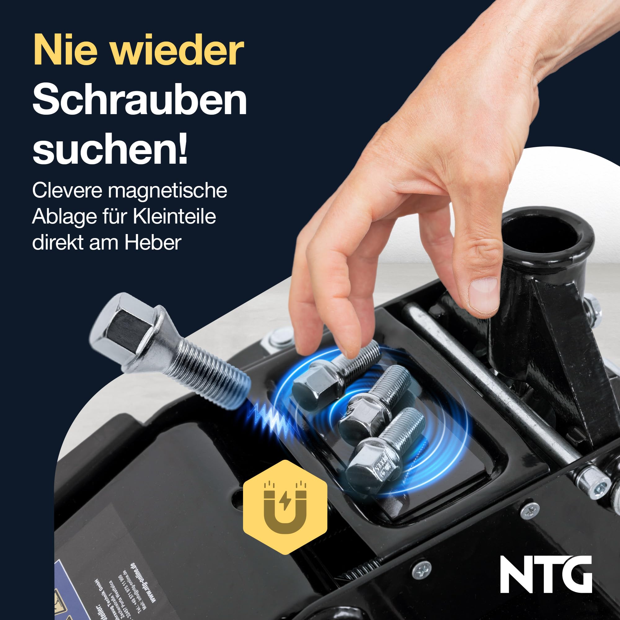 NTG HYDRAULISCHER WAGENHEBER 3T – Wagenheber Hydraulisch mit Doppelkolben & Schnellhub, 85–485 mm Hubhöhe – Rangierwagenheber inkl. 2 Gummiauflagen für PKW & SUV