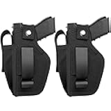 2 PACK Upgrade Universal Gun Holster for Men Women, Concealed Carry IWB OWB Pistols Holsters with Magazine Pouch Right and Left Hand Draw Fits S&W M&P Shield 9MM 380 Glock 17 19 26 43 Similar Handguns