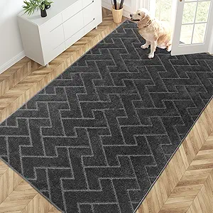 PURRUGS Easy Care Area Rug 4.5ft x 7ft, Non-Slip Machine Washable Door Mat, Stain Resistant Accent Rug for Entry, Hallway, Bedroom, Living Room and Mudroom, Charcoal