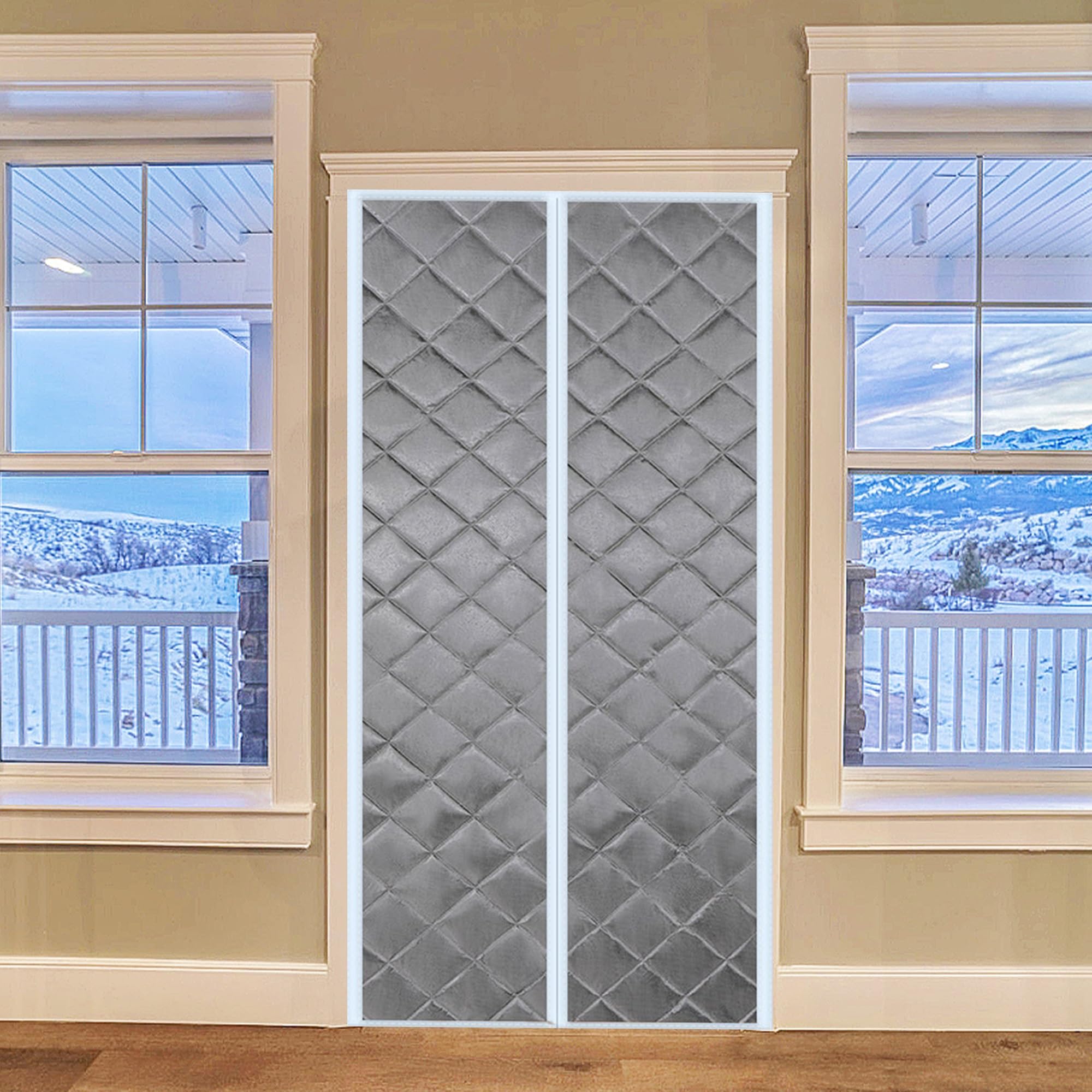 Dtedty Grey Magnetic Thermal Insulated Door, 85X200cm With Thermal And Insulated Waterproof Anti Energy Loss Reduce Noise (Grey)