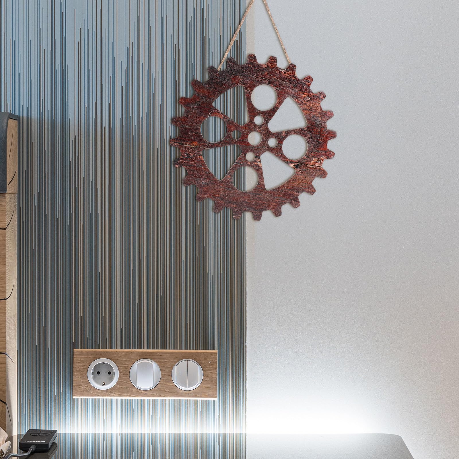 OSALADI Holzrad Wandbild 4 Stück Vintage Industrie Stil Robust für Zuhause und Wohnräume als Dekorativer Wandschmuck