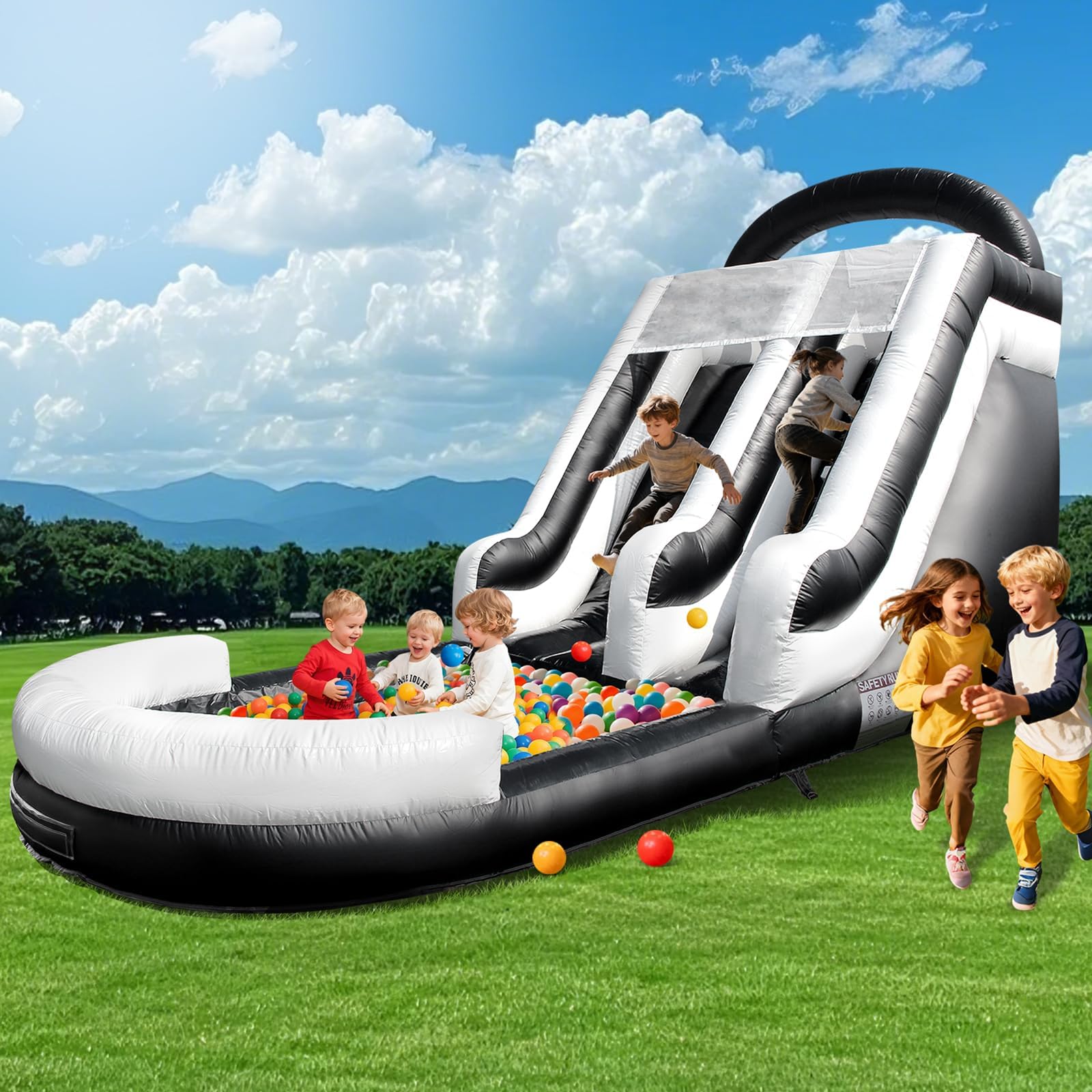 26.2x9.84x17.38FT Giant Commercial Inflatable Grade Water Slide Swimming Pool, 100% PVC Big Waterslide with Blower, Airtight Water Pool, Wet Dry Use,