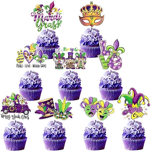 Ercadio Paquete de 27 máscaras de mascarada, decoración de cupcakes, para despedida de soltera, Mardi Gras, baby shower, fiesta de cumpleaños,