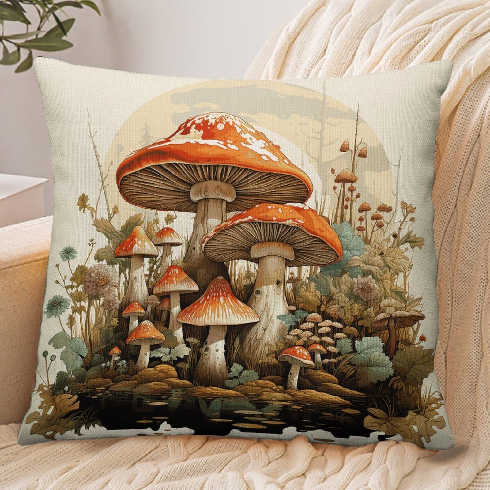 Fekiloot Style Giant Mushroom Pillowcase Pillow Sham Pillow Case
