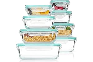 Vtopmart Glass Food Storage Containers: 8-Pack Airtight Bento Boxes for Meal Planning Optimization