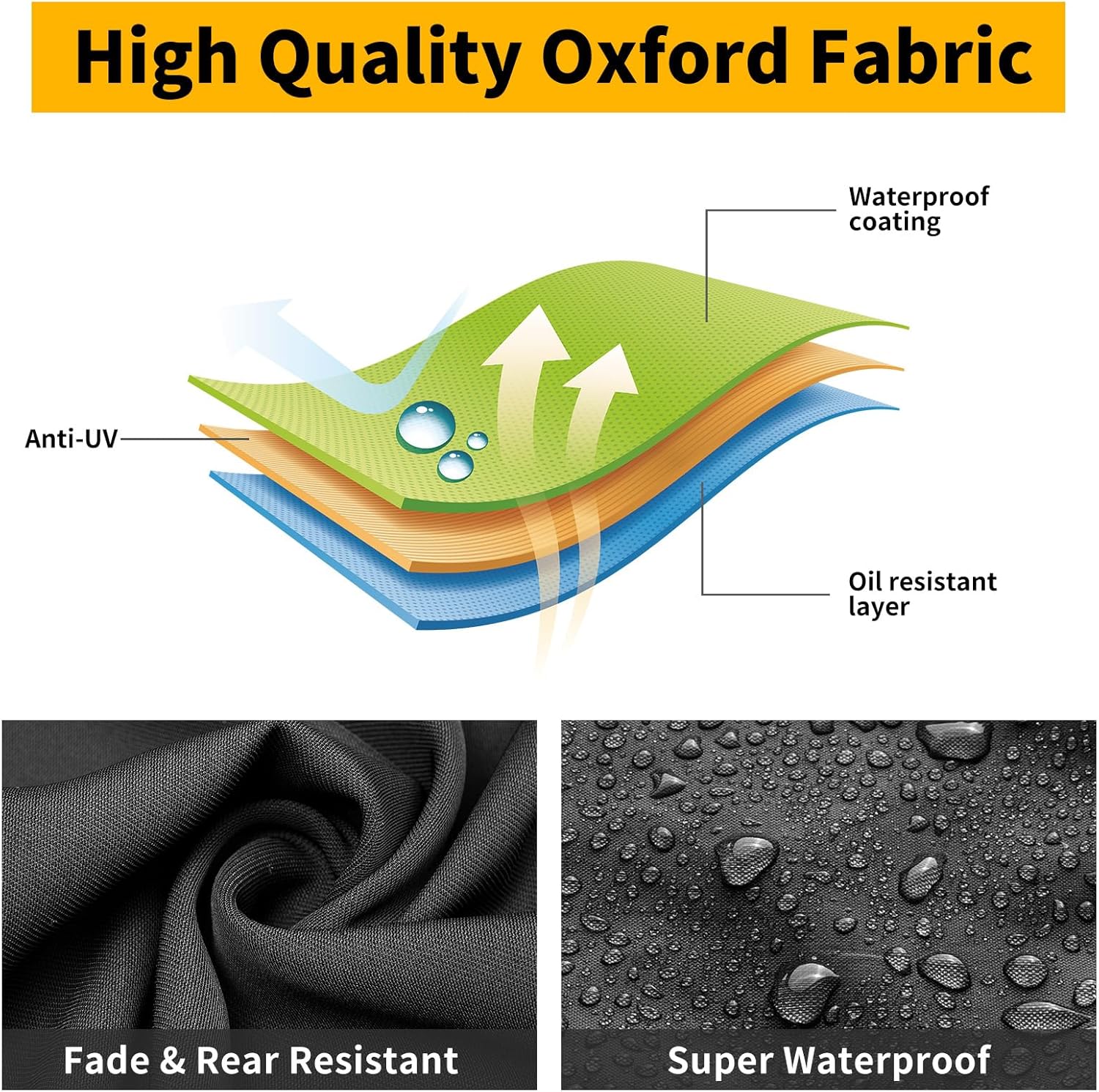 Snowmobile Cover, 420D Durable Oxford Fabric Waterproof sled ski Cover with Reflective Handles, Elastic Bottom (Black L Fits Length 130" x 51" x 48")