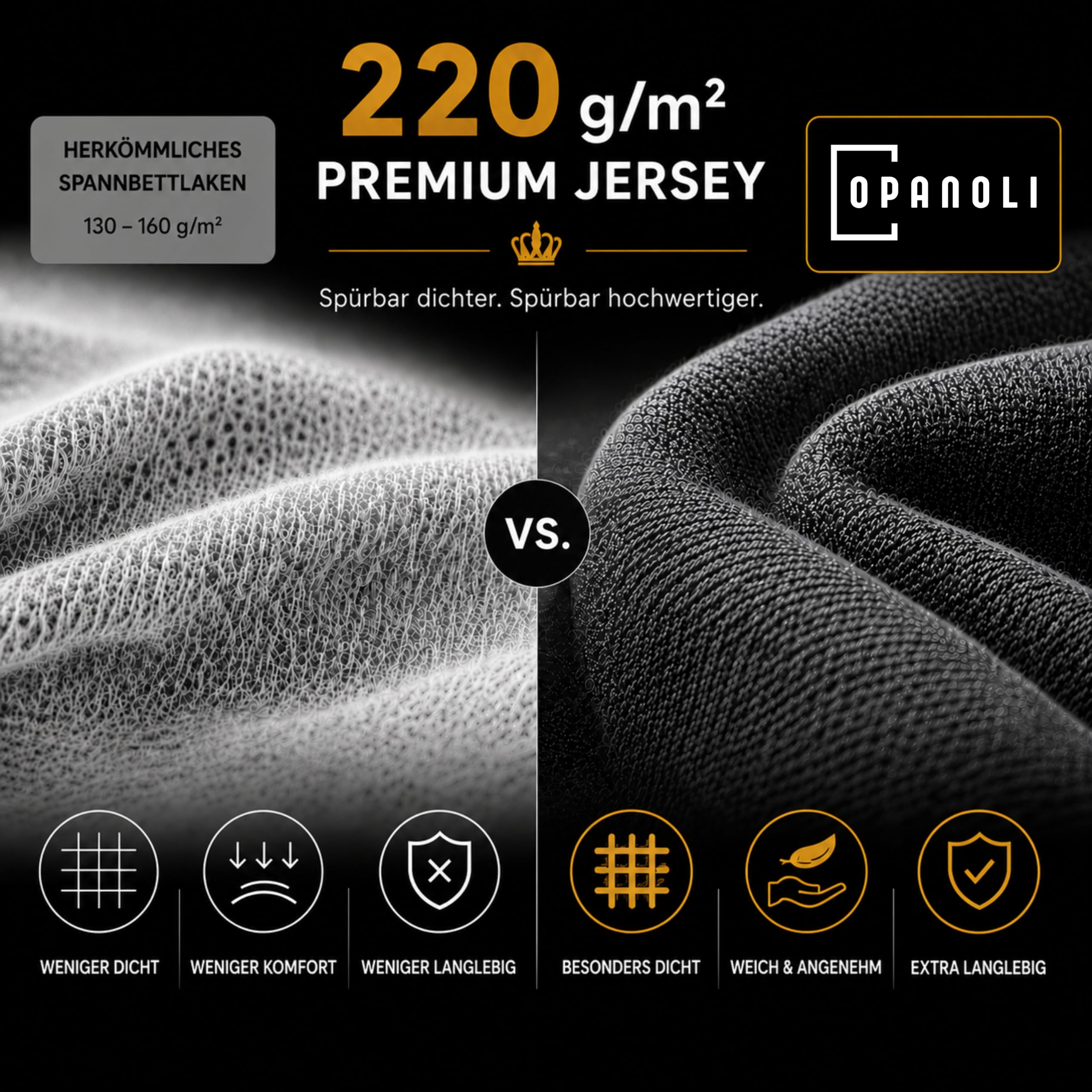 Spannbettlaken 220 g/m² Baumwoll-Jersey, 5% Elastan, 30 cm Steghöhe - Schwarz, 200 x 200