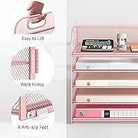 Vista 3 de 5 Tray Paper Organizer Letter Tray with Handle - Mesh Desk File Organizer, Paper Sorter Organizer for Office, Home or School File Folder Holder