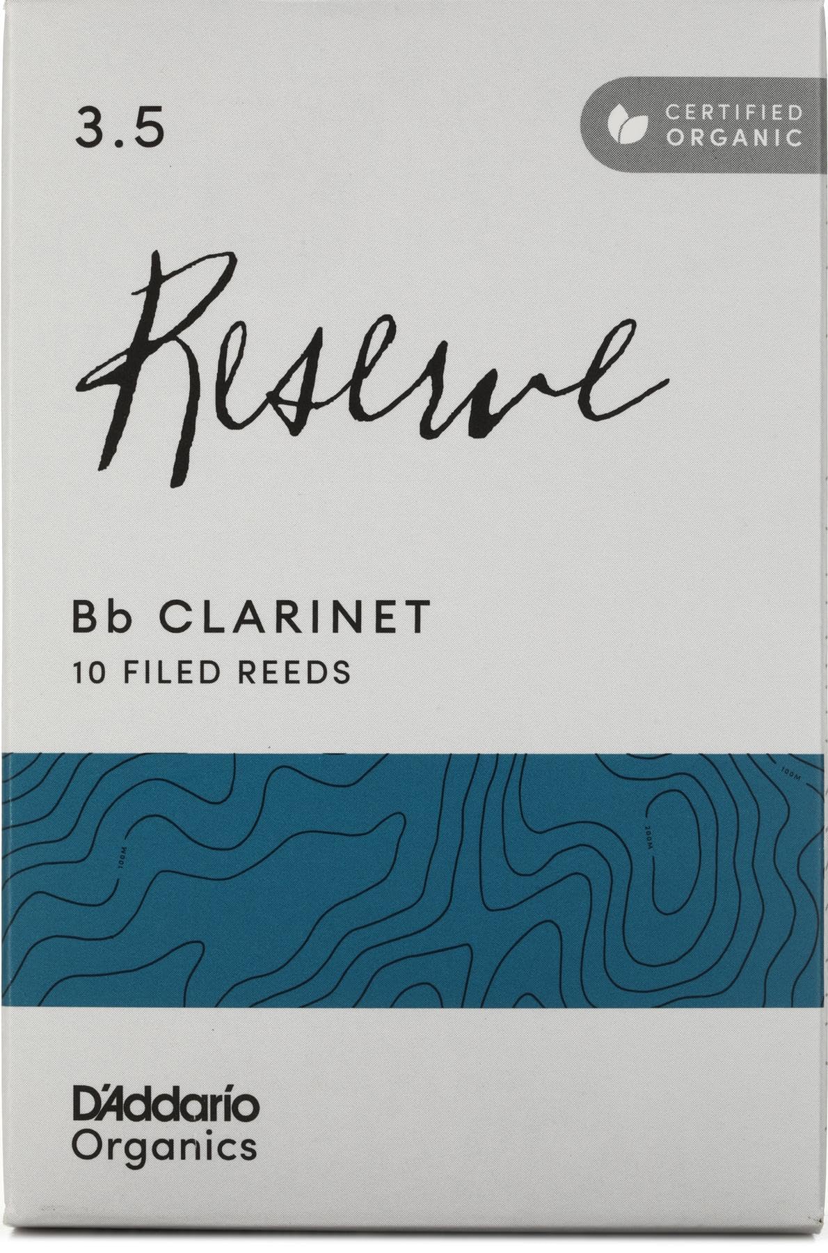 Organic Reserve Bb Clarinet Reeds - Reeds for Clarinet - Individually Sealed - 3.5 Strength, 10 Pack