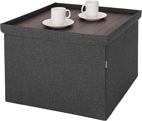 Miniatura 64 de Seville Classics Reposapiés otomano de tela acolchada, asiento acolchado para dormitorio, dormitorio, loft, sala de estar, entrada, pasillo, Azul