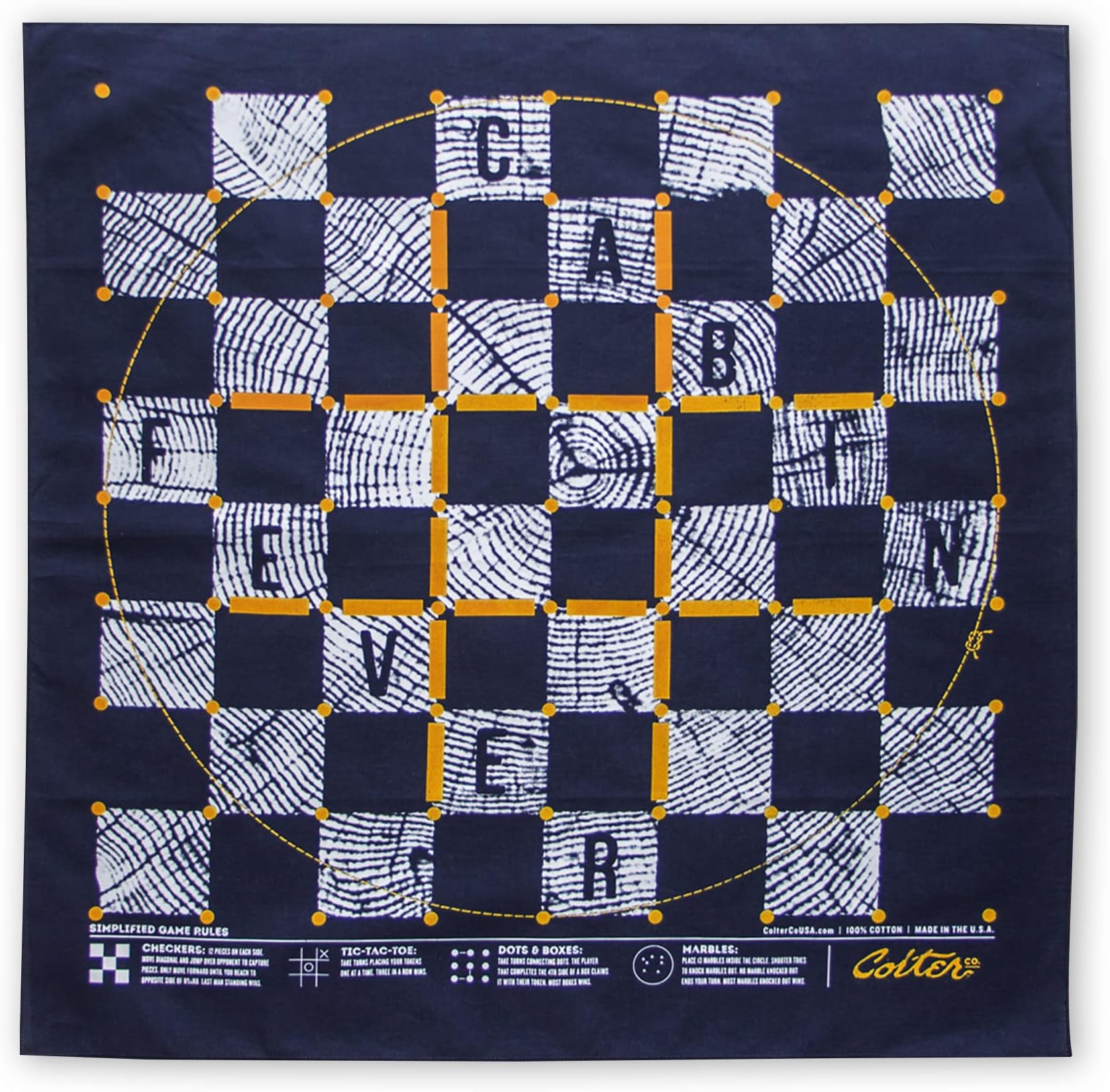 Cabin Fever Bandana - 100% Cotton, Bandanas For Men, Women, & Kids, Mens Handkerchiefs, Cotton Blend Festival Accessories, Navy Blue 22x22