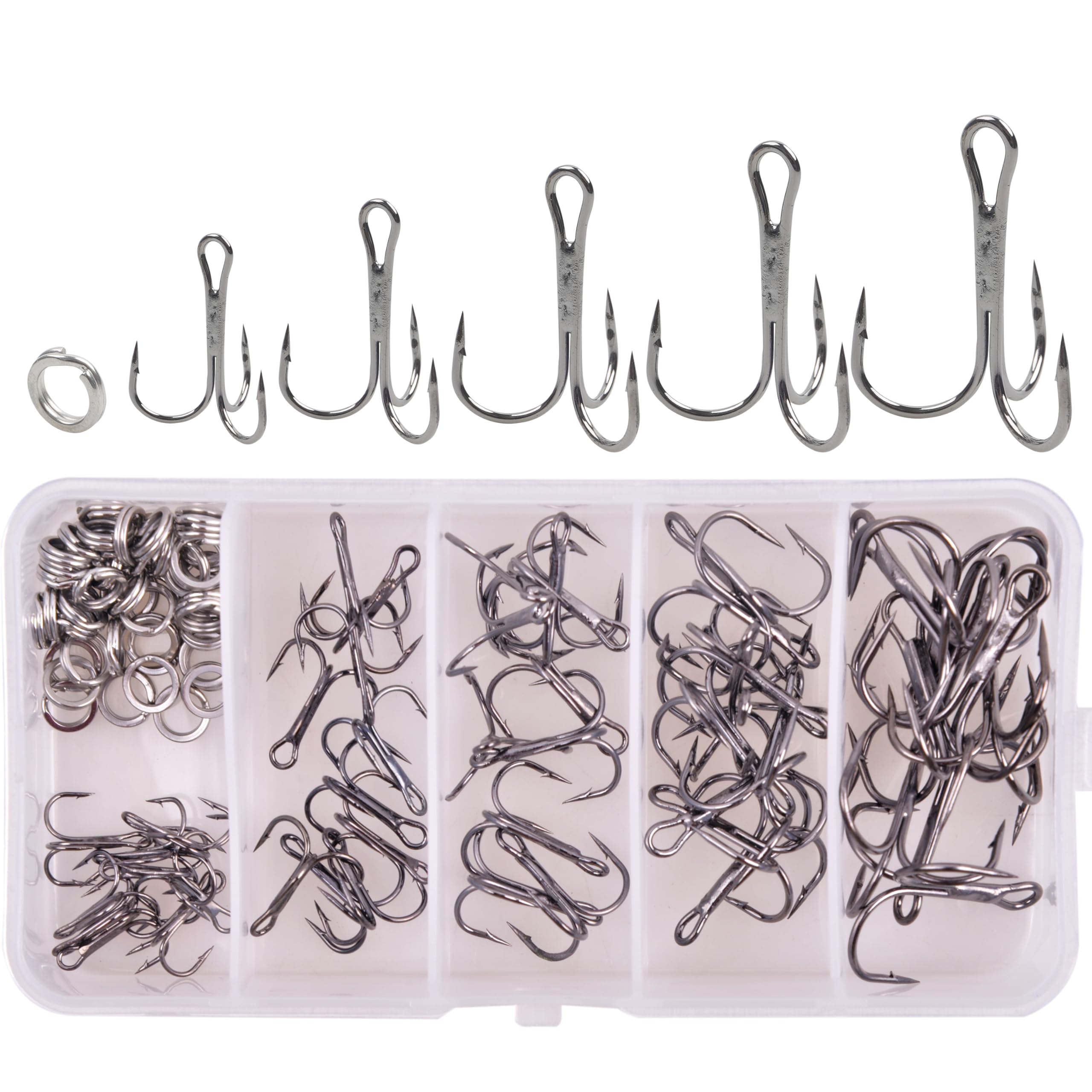 100 pcs fishing treble hook 100pcs Black Kit, Round Bend Treble Hooks Size 2 4 6 8 10 with Split Rings for Making Fishing Lure Spinner Spoon Crankbait : Sports & Outdoors mach3 accessories Select Style:Two Pack Rod Holders ($69.99) jerk baits or top Abu Garcia Ambassadeur SX