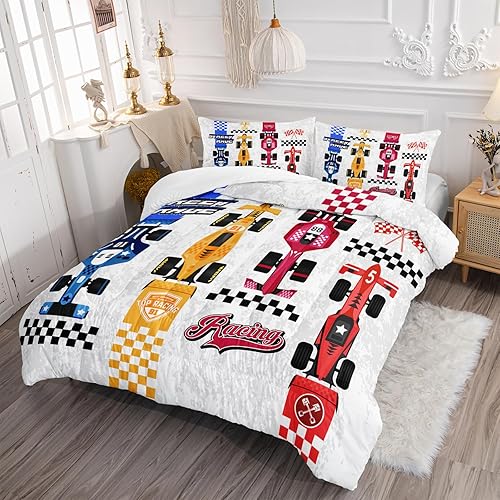 Vista 378 de Axolotl Kid Comforter Set Twin Size,Racing Car Bedding Set for Boys Girls Teen Kids Children Racing Gifts,Race Cars Quilt Bed Set with 1 Comforter 2