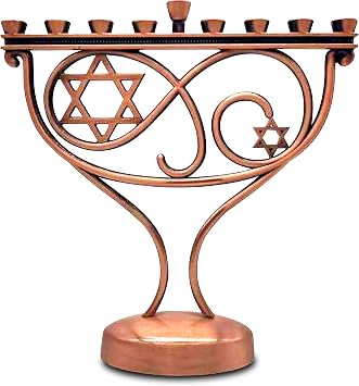 Ner Mitzvah Whimsical Hanukkah Menorah - Menorah for Chanukah Candle - Copper Finish
