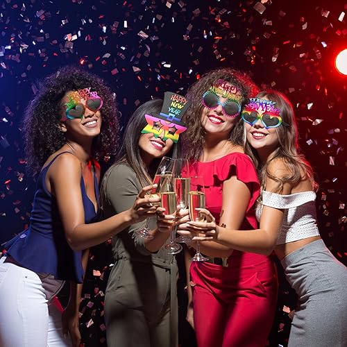 Miniatura 7 de Copkim 12 pares de gafas de sol de Año Nuevo, gafas de sol de Nochevieja, gafas de sol novedosas 2024, gafas de plástico, gafas decorativas,