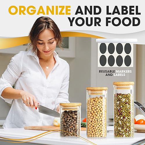 Miniatura 4 de Mini recipientes de almacenamiento de vidrio con tapas, pequeños frascos herméticos para especias y recipiente de café sellable con etiqueta