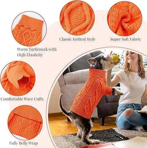 Miniatura 4 de ALAGIRLS Suéter de cuello alto de punto extra pequeño para perro, lindo suéter de Navidad para gatos, abrigo cálido de invierno para perro,