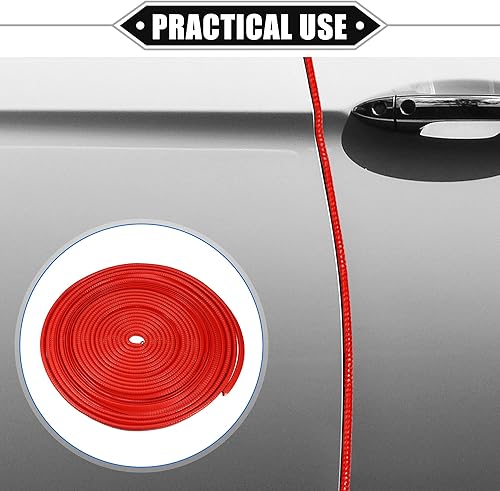 Vista 2 de Protector de borde de puerta de automóvil, 32.8 pies en forma de U, borde de goma, protector universal para automóvil, camión, ATV, barco, Rojo
