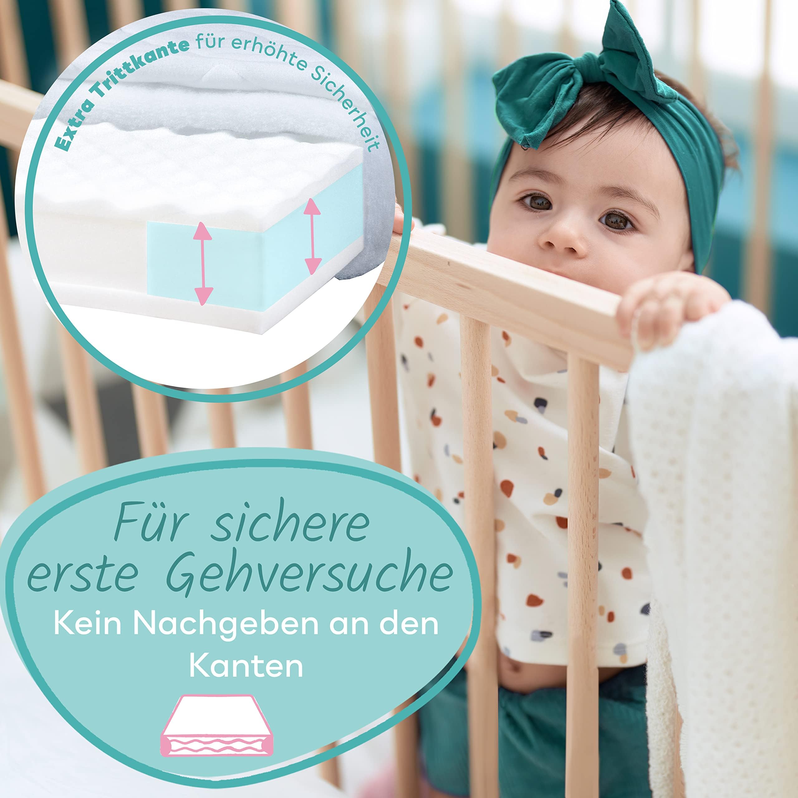 Sun Garden Matratze für Kinderbett, Oeko Tex 100 Zertifiziert, Kinderbettmatratze, Bezug waschbar, Kindermatratze BZW. Babymatratze für Babybett, 70x140 x11 cm, inkl. Bettlaken