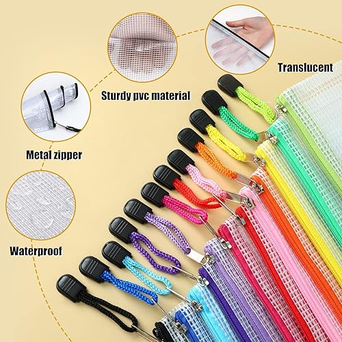 Miniatura 3 de EOOUT 36 bolsas para lápices, bolsa de malla con cremallera, bolsas de almacenamiento grandes de 6 x 9 pulgadas para organizar, bolsa de